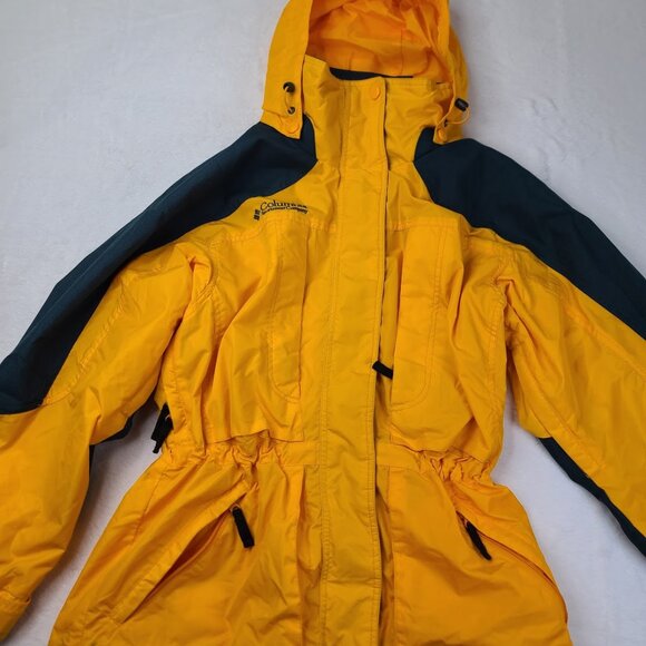 Columbia Women's Yellow Blue Hardshell Snow Hooded Snow Ski Jacket Size S - Picture 2 of 7